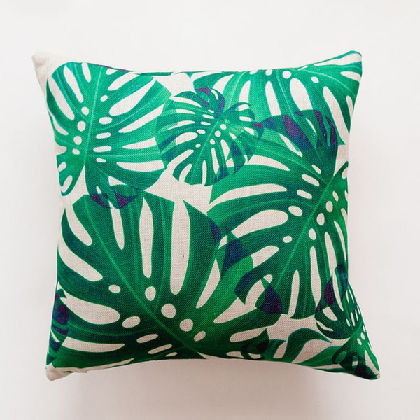 Cotton and hemp tropical rain forest leaves cactus printing cushion car cushion cover sofa chair seat cushions