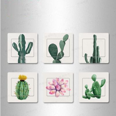 green leaves switch sticker adhesive cactus wall decor diy home decoration accessories fun decal for room bedroom