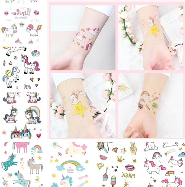 New style waterproof and sweat-proof transfer tattoos animal transfer tattoos cartoon Tattoo Stickers Unicorn Tattoo Stickers T6I6006