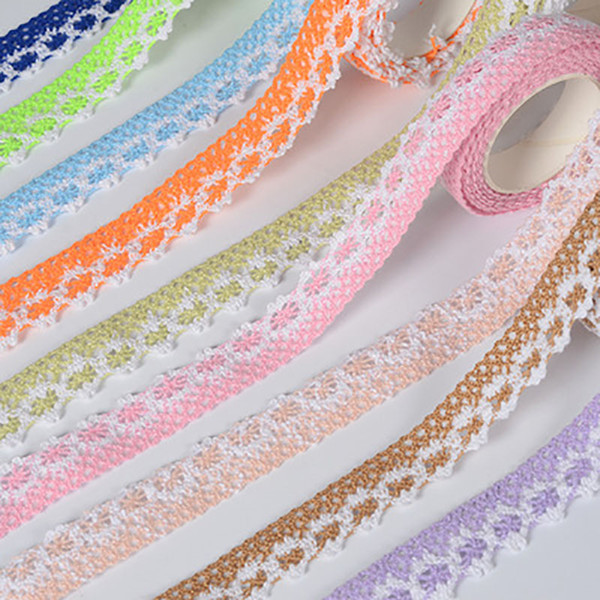 Factory direct Double color Lace fabric tape Decorative Stickers DIY Album handmade 1.8cm*2Yards Jewelry decoration