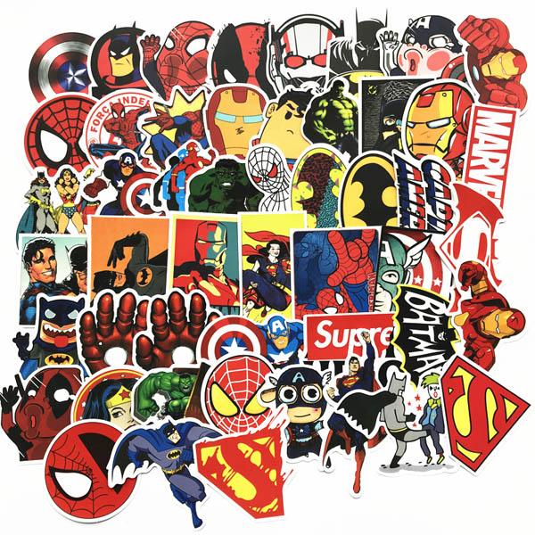 Luggage sticker waterproof cartoon sticker marvel series superhero spiderman superman ironman baggage decoration electronic device decor