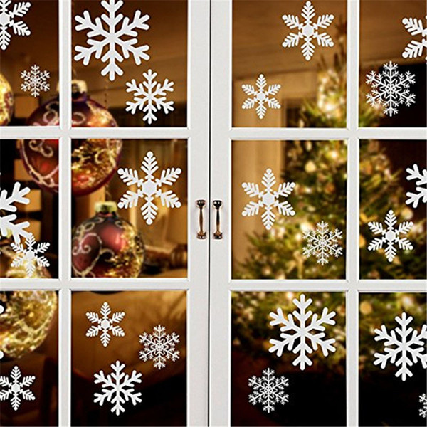 White Snowflakes Window Decorations Clings Decal Stickers Ornaments For Christmas Theme Party New Year Supplies WX9-1131