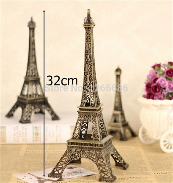 80psc/lot 32cm Paris Eiffel Tower Bronze Figurine Antique Imitation Statue Home Decors