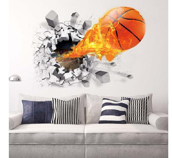 3D three-dimensional wall decals removable waterproof wall stickers Creative personality Basketball stickers Mural painting