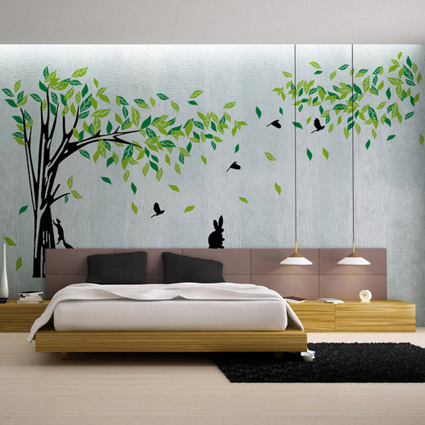 Large Green Tree Wall Sticker Vinyl Living Room Tv Wall Removable Art Decals Home Decor Diy Poster Stickers Vinilos Paredes