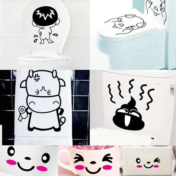 7pcs Per Set Creative Funny Toilet Decor Art Mural Sticker Cute Cartoon Art Decal for Washroom Restroom WC Toilet Decoration Poster