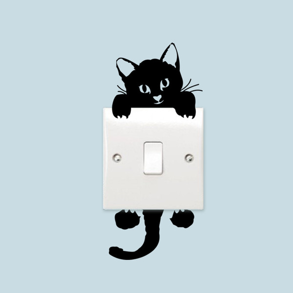 Switch Stickers DIY Funny Cute Black Cat Switch Decal Wallpaper Wall Stickers Home Decoration Bedroom Kids Room Light Parlor Decor Sticker