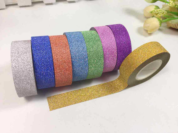 10m Glitter Washi Sticky Paper Masking Adhesive Tape Label DIY Craft Decorative for wedding/ birthday card stickers