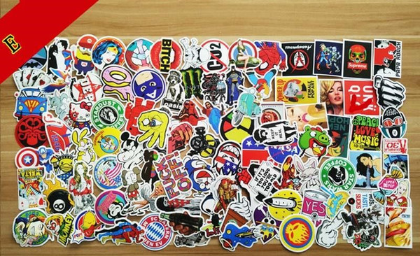 1 lot=100 pcs,Nine kinds of package 100 stickers(without duplicates),car,Pull case, refrigerator decoration Waterproof sticke