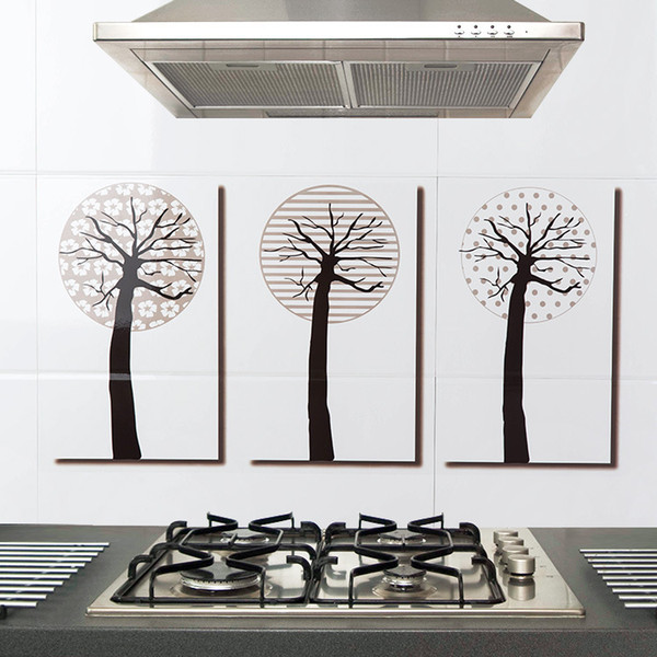 Kitchen Wall Decorative Sticker Waterproof Wallpaper Heat-resisting Adhesive Drawing 90*45cm