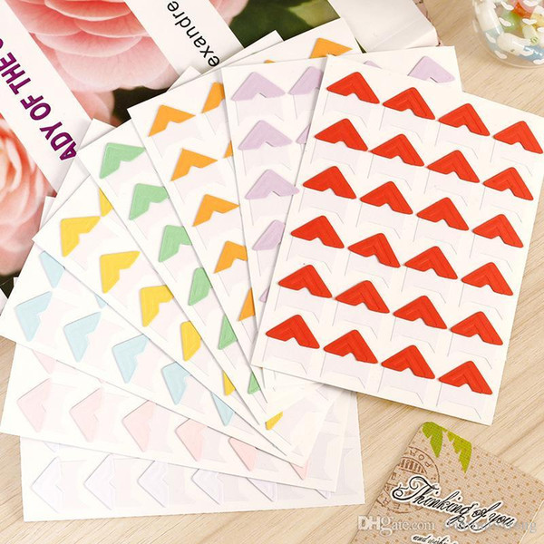 1 pages (24 pcs) photo album Scrapbook Pure color Corner Protectors DIY Sticker Gift Decor Card Scrapbooking Arts crafts