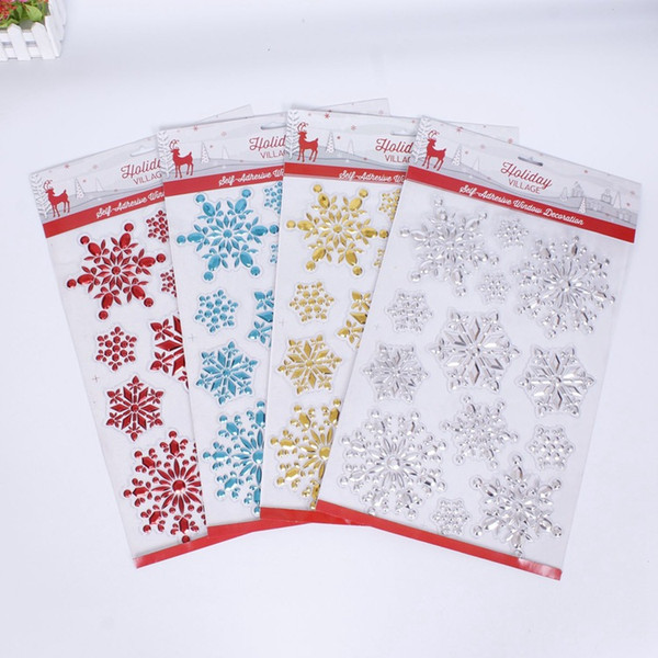 Christmas snowflake 3D stereoscopic windows pasted on Christmas deer snowflake sticker color pattern PVC decorative wall sticker customized