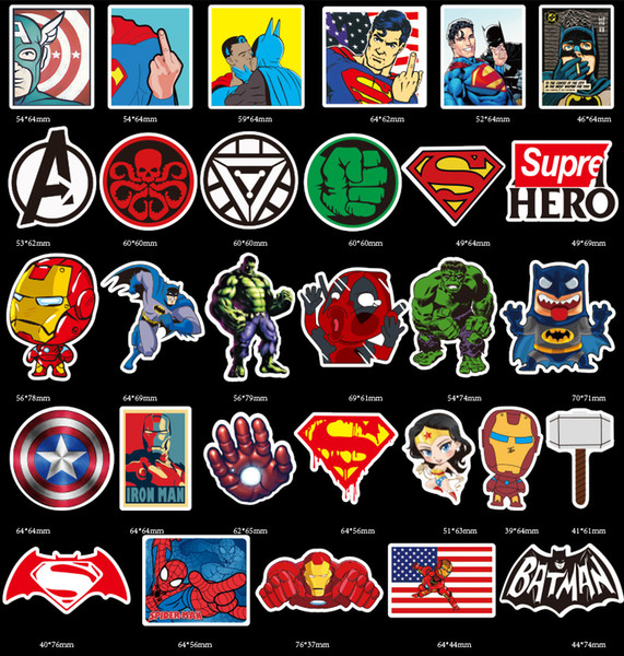 50Pcs Marvel Cartoon Stickers Waterproof The Avengers Laptop Moto Skateboard Luggage Guitar Furnitur Decal Toy Stickers