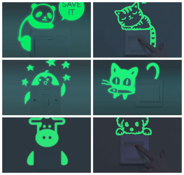 100pcs Super Bright Home Decoration Luminous DIY Funny Cute Cat Switch Stickers Glow In The Dark Living Room Fluorescent Sticker