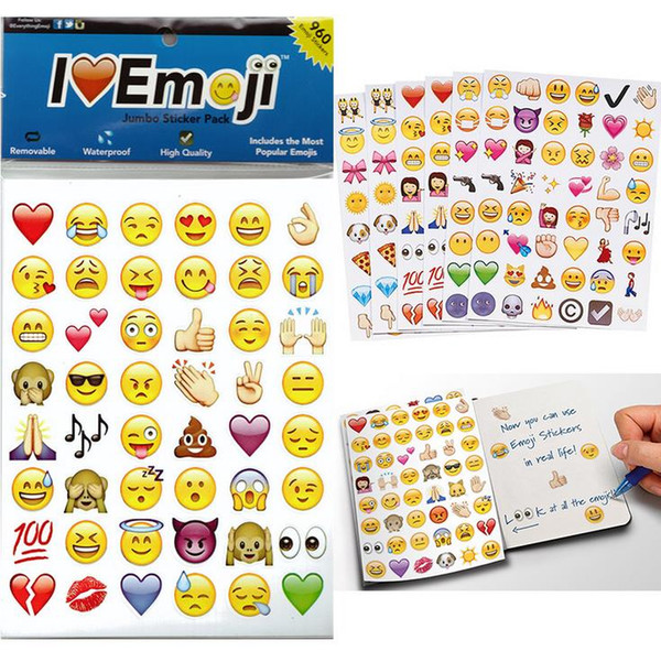 2017 New Emoji Sticker Pack 912 Die Cut Stickers For iPhone Instagram Twitter Large Viny Free shipping