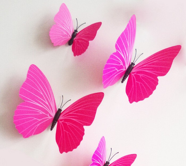 12pieces lot PVC Butterfly 3D Wall Sticker For Kids Room Living Room Decoration Style Choose