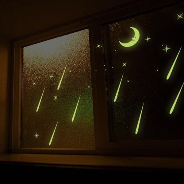 Noctilucent Luminous Window Stickers Kids Room Moon And Stars Starry Night Sky Window Stickers for Home Decoration