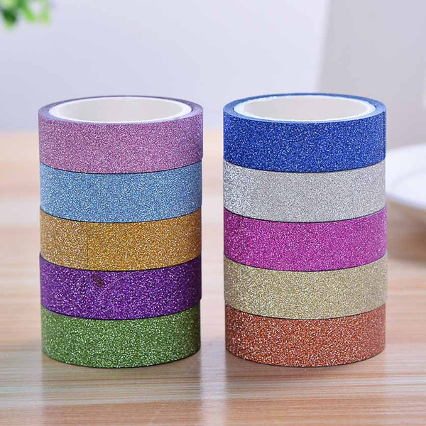 10m Glitter Washi Sticky Paper Masking Adhesive Tape Label DIY Craft Decorative for wedding/ birthday card stickers