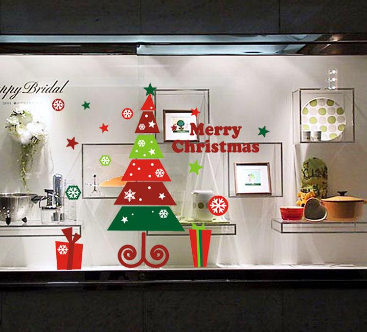 New DIY Xmas Tree Shop Window Stickers, Muli-color Christmas Wall Decals, 24pcs/lot, Free shipping By DHL