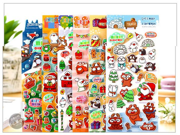 2016 new MW Christmas series Q version of the cartoon bubble cotton three-dimensional decorative stickers, 6 design choose