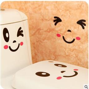 Free Shipping 3PCS/Set Creative Smile Face Toilet Sticker Vinyl Decal Home Decor Decal waterproof posters paper Closestool Stickers