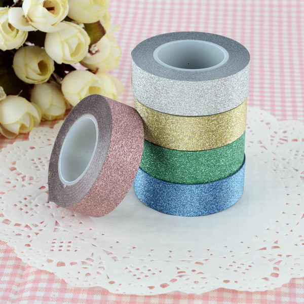 10m Glitter Washi Sticky Paper Masking Adhesive Tape Label DIY Craft Decorative for wedding/ birthday card stickers