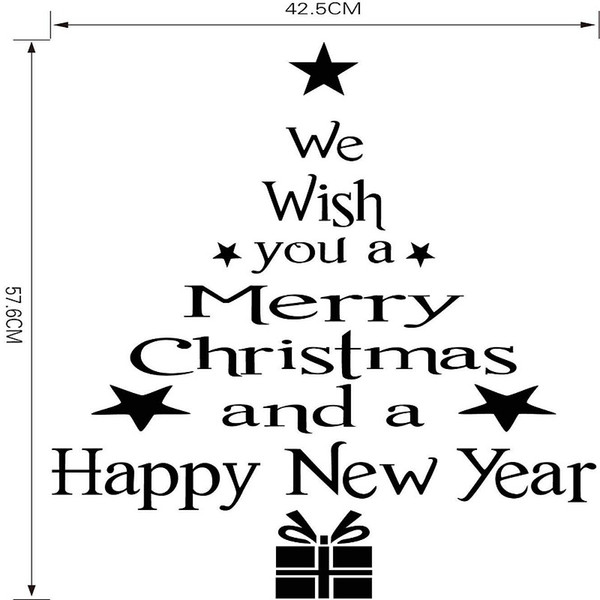 We Wish You A Merry Christmas and A Happy New Year Tree Decals Vinyl Removable 3D Wall Sticker For Home Christmas Wall Windows Stickers