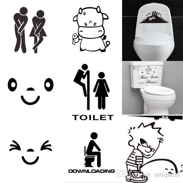 New Toilet Seat Wall Sticker Vinyl Art Wallpaper Removable Bathroom Decals Decor