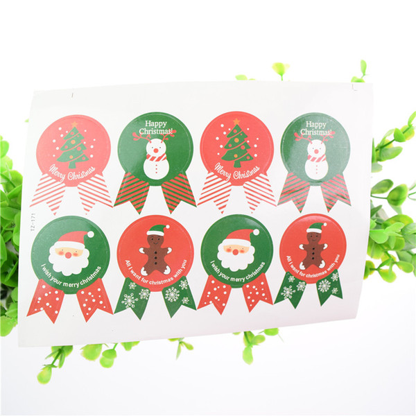 100pcs Stickers Christmas Tree Santa Claus Theme Sealing sticker DIY Gifts Creative Colourful posted Baking Decor label Baking