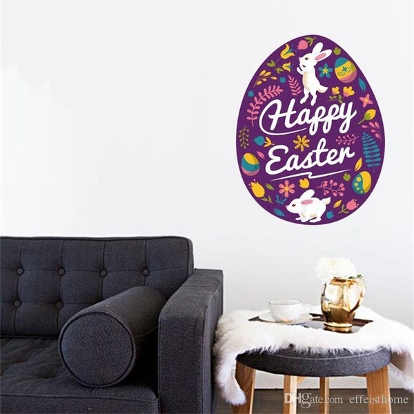 2019 Easter Sticker Creative Bunny Eggs Kids Cartoon Wall Decoration DIY Kids Bedroom Kindergarten Nursery Easter Decorations