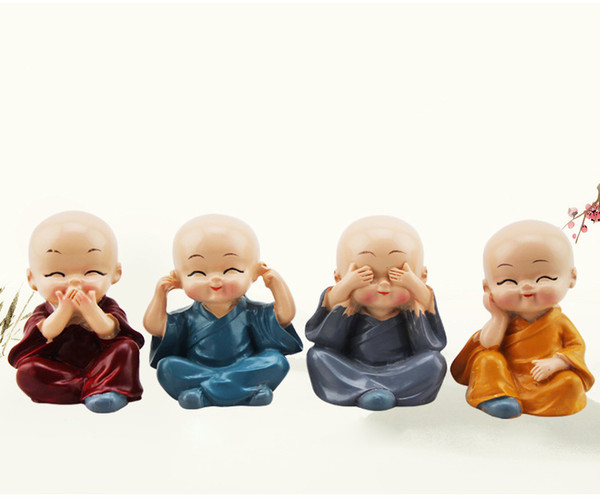 4pcs/lot Resin Kung Fu Monks Crafts Car Handicraft Ornaments Home Furnishing Decorative Figurines Creative Gifts Wholesale