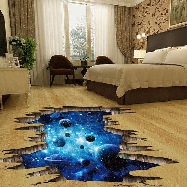 3d cosmic space galaxy children wall stickers for kids rooms nursery baby bedroom home decoration decals fooor murals