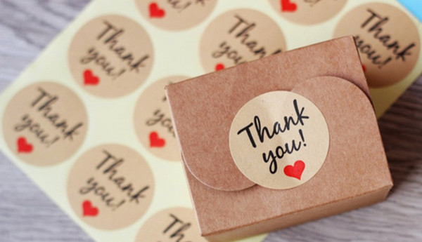 Candy paper tags/Thank You-adhesive stickers kraft label sticker For DIY Hand Made Gift Cake