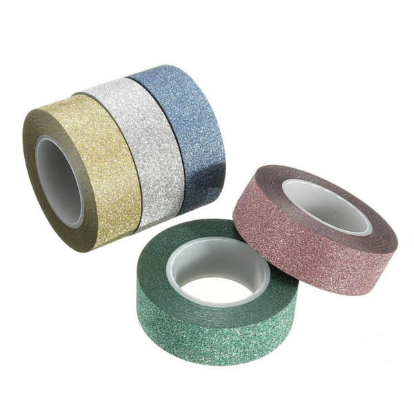 10m Glitter Washi Sticky Paper Masking Adhesive Tape Label DIY Craft Decorative for wedding/ birthday card stickers