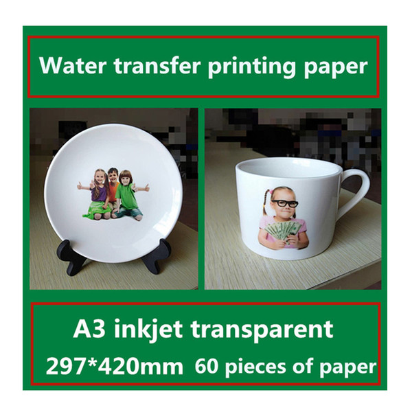 A3 inkjet transparent water transfer printing paper Ceramic sticker glass pattern transfer