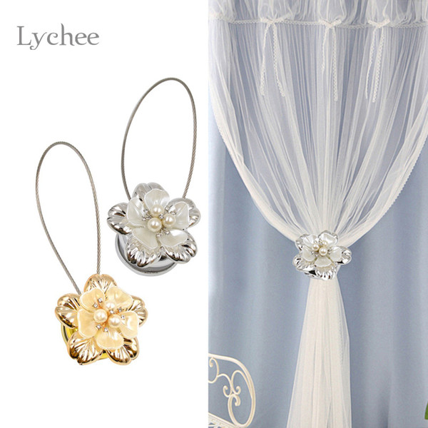 1pc Gold Silver Flower Wire Curtains Tieback Magnet Curtains Buckle Magnetic Curtain Holder Curtain Strap Accessories