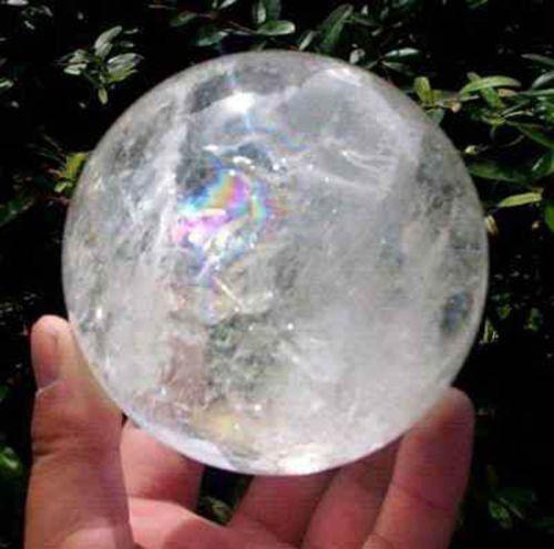 NATURAL RAINBOW CLEAR QUARTZ CRYSTAL SPHERE BALL HEALING GEMSTONE 40mm