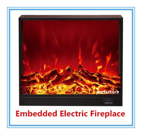 Embedded electric Fireplace 700*180*600mm with 3D decor flame remote controller Visual toughenedglass screen inserted decorative cabinet