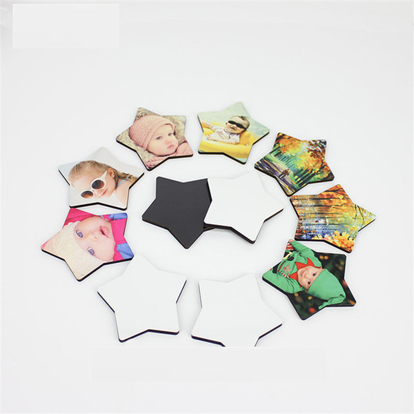 mdf fridge magnets for dye sublimation five stars shape wooden mdf fridge magnet heart transfer printing diy blank consumables DI-009