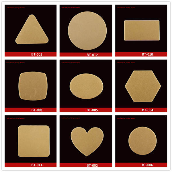 new sublimation blank pearlized golden color aluminum plates rubber soft fridge magnets hot transfer printing consumable 12shapes