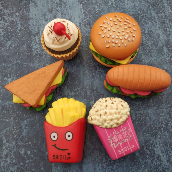 3D Simulated Burger fries popcorn refrigerator magnets Home Decoration Office White board photo stickers strong neodymium fridge magnet