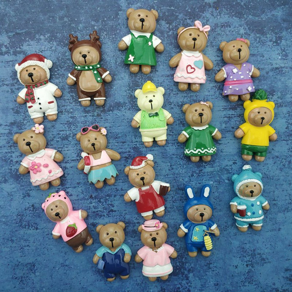 16 cute bear sets fridge magnet office photo magnetic message note stickers White board strong neodymium refrigerator magnets home deco