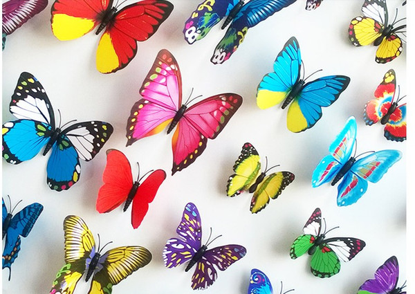 Various colors Butterfly Fridge Magnet Sticker Refrigerator Magnets 120PCS/package Decals for fridge kitchen room living room Home Decora