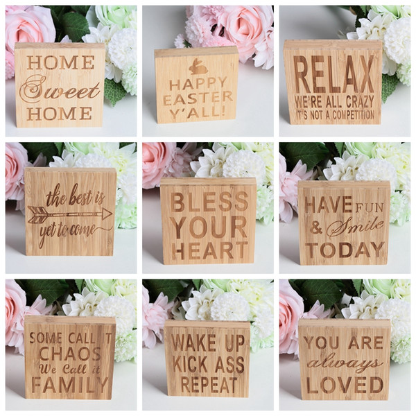 Wood Block Sign Plaque Decorative word plaques Wooden Ornament YOU ARE ALWAYS LOVED HOME SWEET HOME for Home Decor 10*10 cm