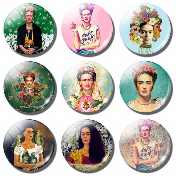 10pcs Frida Kahlo 30 MM Fridge Magnet Frida Kahlo Good Taste Glass Cabochon Magnetic Refrigerator Stickers Note Holder Home Decoration