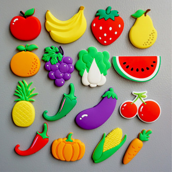 Fruits Vegetable Fridge Magnet 3D Cartoon Refrigerator Magnets Sticker Office Board shoulder Sticker Crafts Home Decor WX9-821