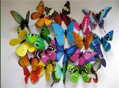 Low price 200pc 8*5cm Artificial Butterfly plastic magnet for Home/Christmas Decoration