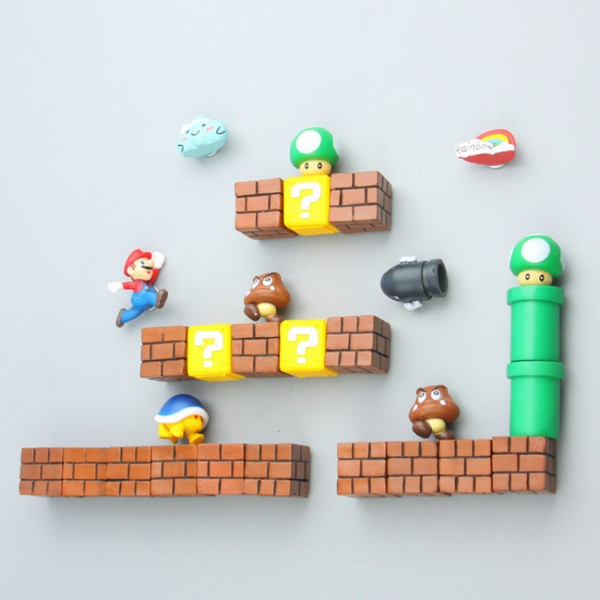 3D Super Mario Resin Fridge Magnets 10 Pcs/lot Mario Fridge Magnets for Kids Home Decoration Ornaments Wall Figurines Decor