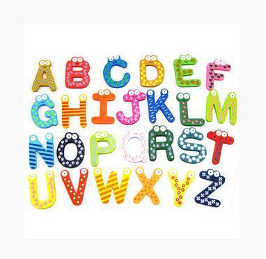 Words Fridge Magnets Children Kids Wooden Magnetic Sticker Cartoon Alphabet Education Learning Toys Home Decorations Free Shipping