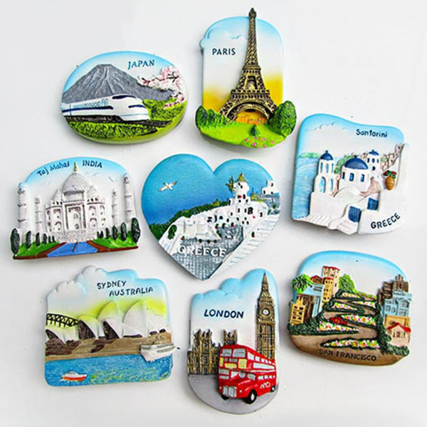 Resin 3D Fridge Magnet San Francisco London Paris Japan Greece Sydney Bali Souvenir